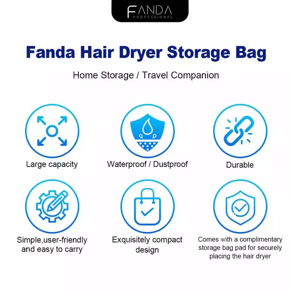 Fanda Hair Dryer Storage Bag Waterproof