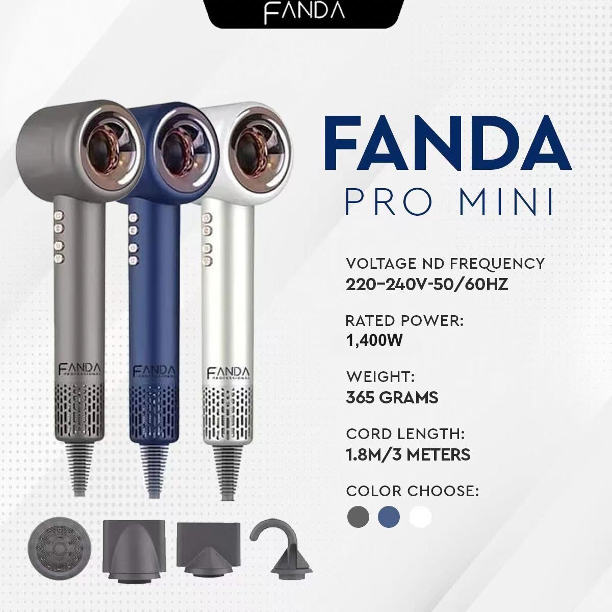 Fanda Promini High Speed HairDryer (4 Nozzles) – Fanda_My