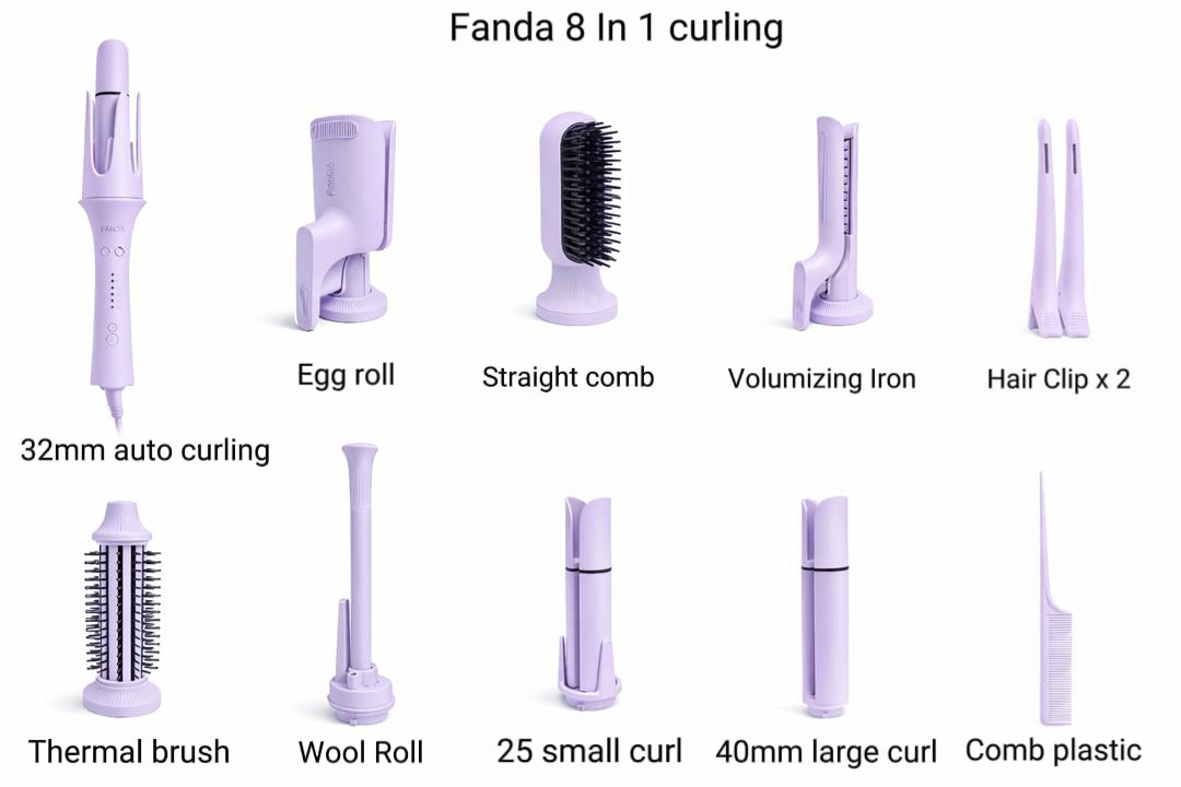 FANDA 8 IN 1 CURLING IRON FULL SET