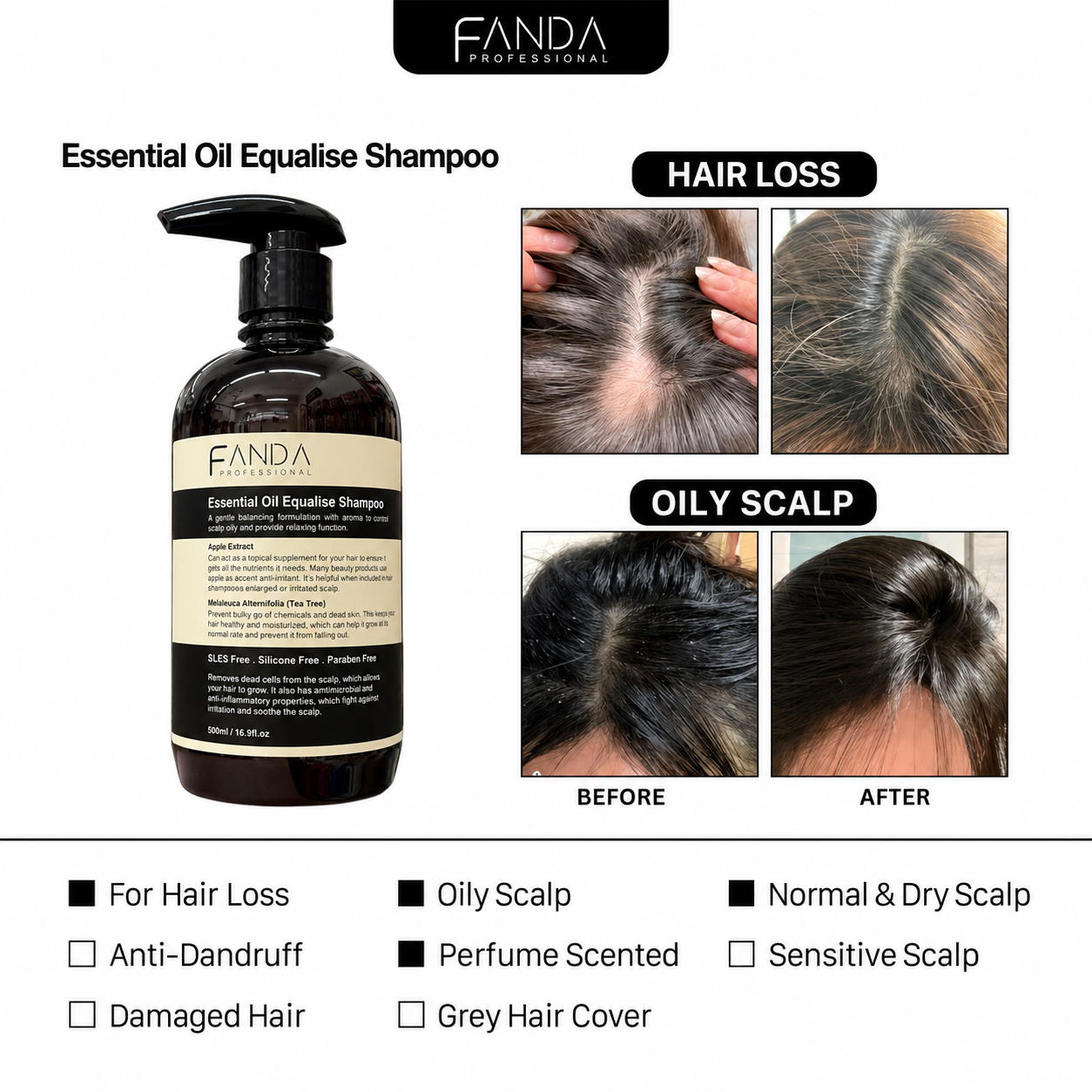 Fanda essential oil equalise shampoo (500ml)