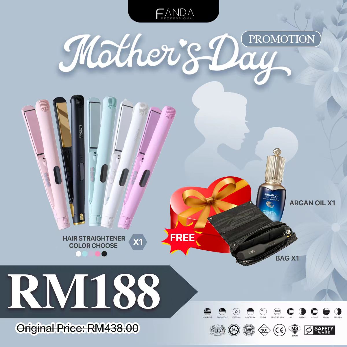 Fanda Professional 2 in 1 Hair Straightener