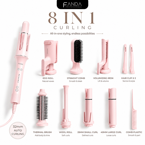 FANDA 8 IN 1 CURLING IRON FULL SET