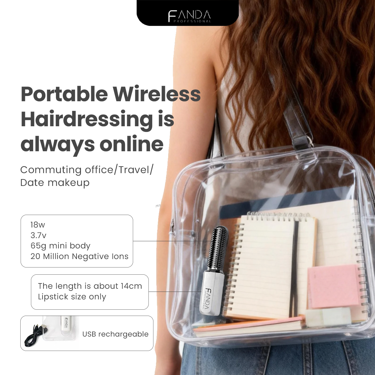 FANDA Mini Pro Cordless Straight Brush