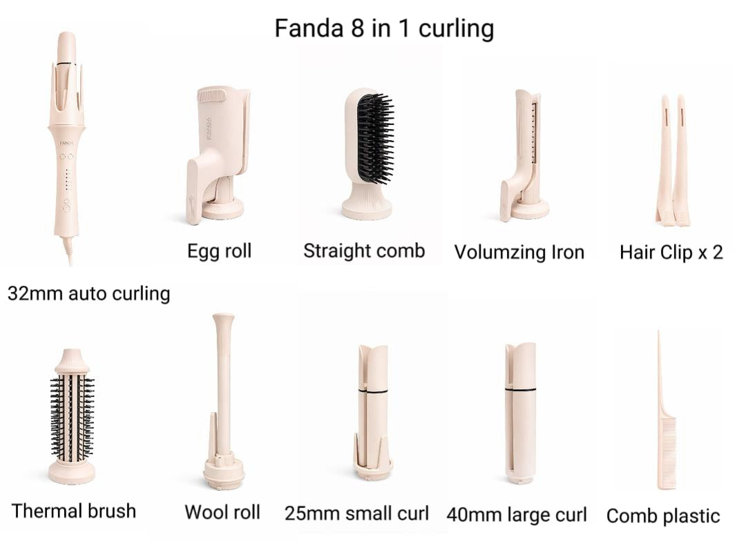 FANDA 8 IN 1 CURLING IRON FULL SET
